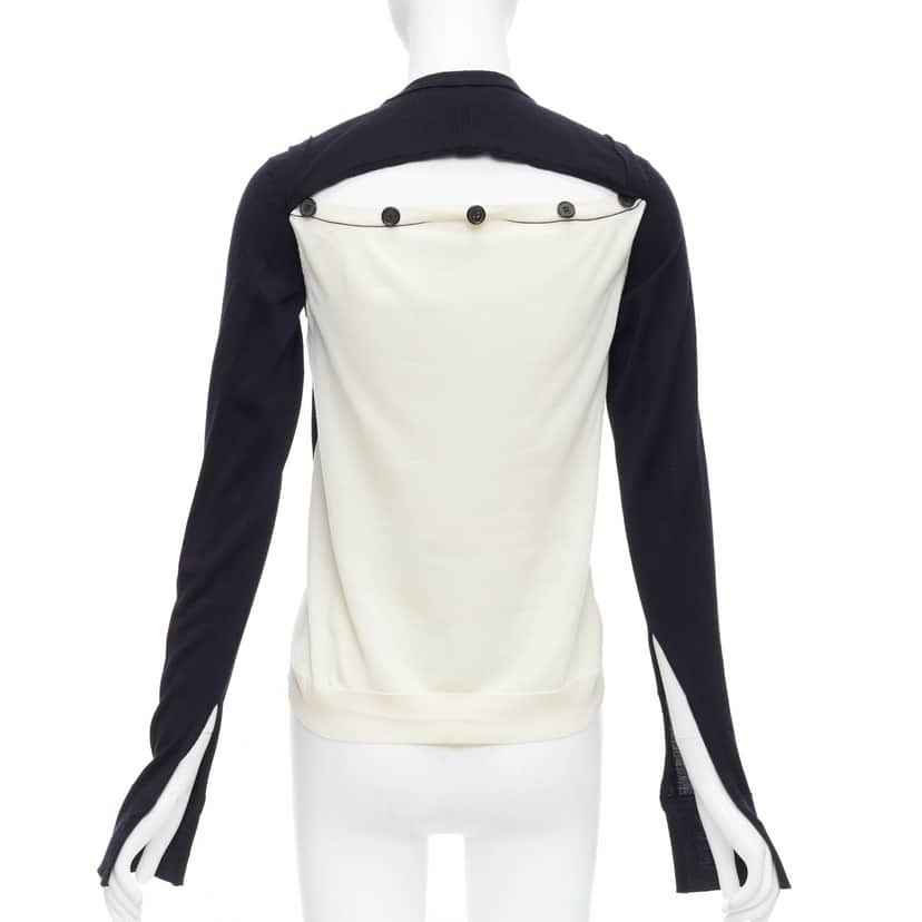 Celine Panelled Button Sweater Black Silk Fair condition - Front View