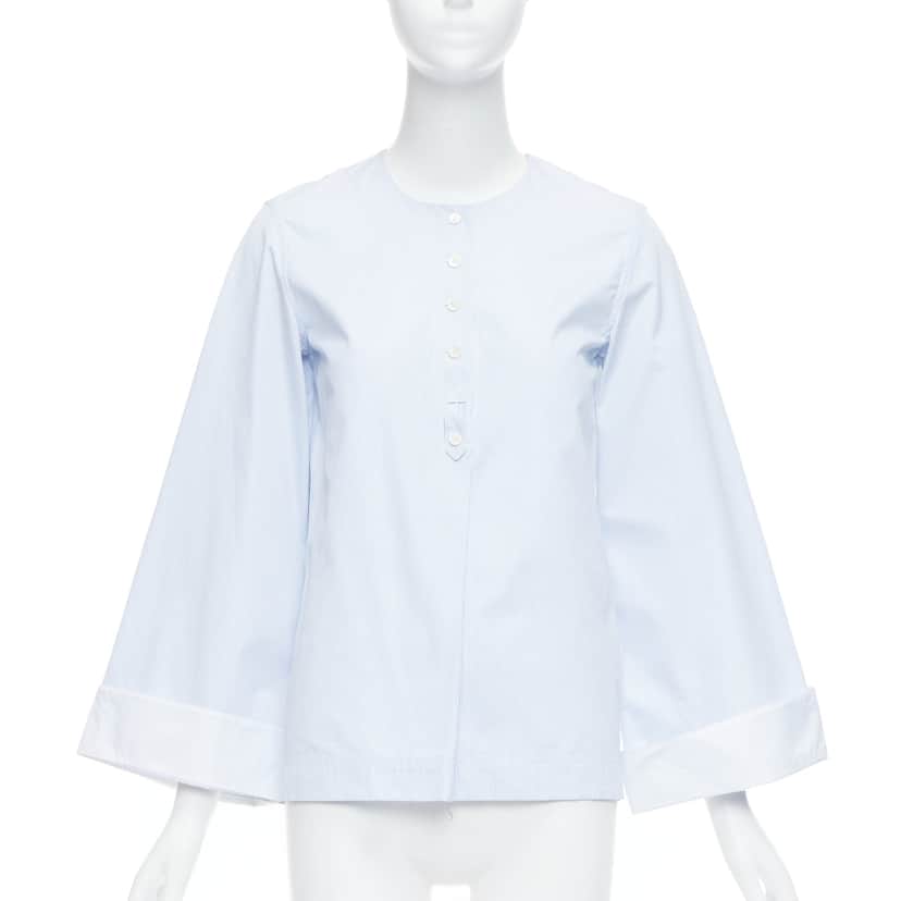 Celine Pinstripe Cuff Shirt White Cotton Never worn - Front View