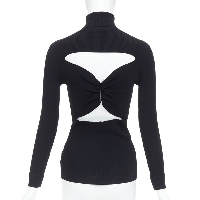 Jil Sander Ruched Turtleneck Top Black Viscose Very good condition - Front View
