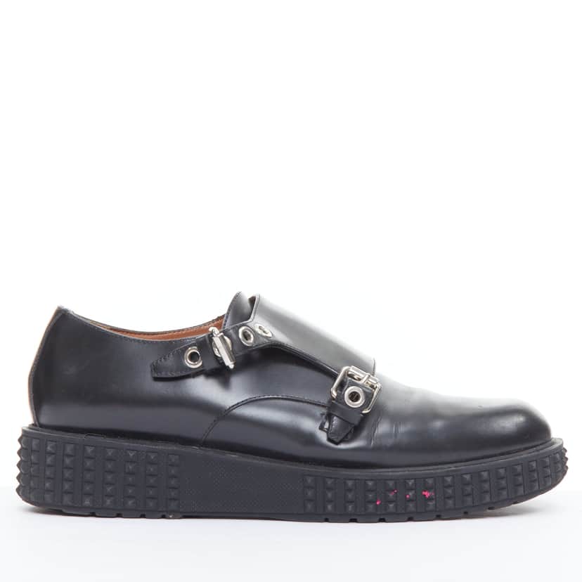 Valentino Garavani Studded Monk Shoes Black Leather Fair condition - Front View