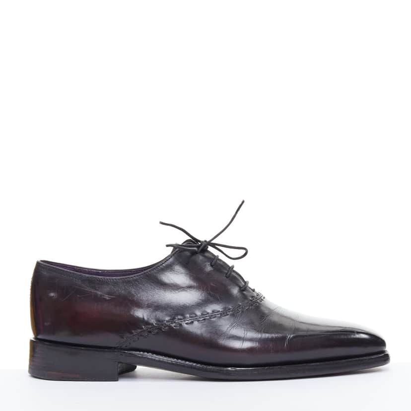 Berluti Overstitched Brogues Purple Leather Fair condition - Front View