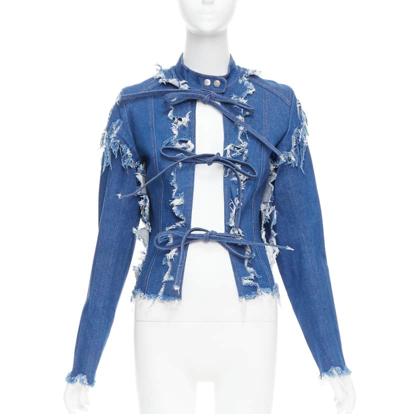 Unsigned Blue Shredded Denim Jacket Blue Very good condition - Front View