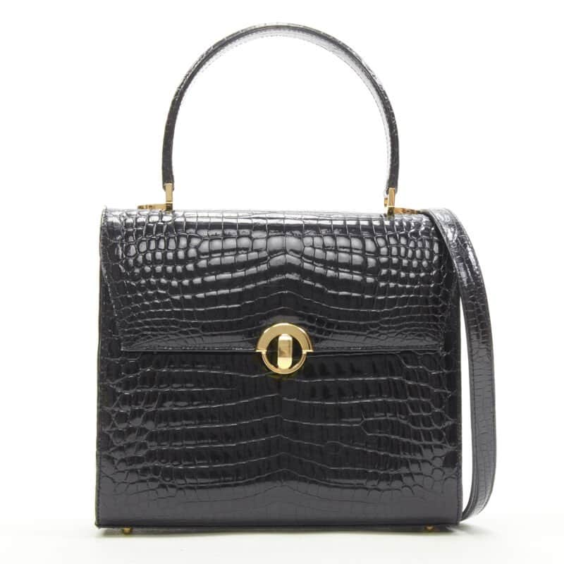 Unsigned Polished Satchel Bag Black Leather Very good condition - Front View