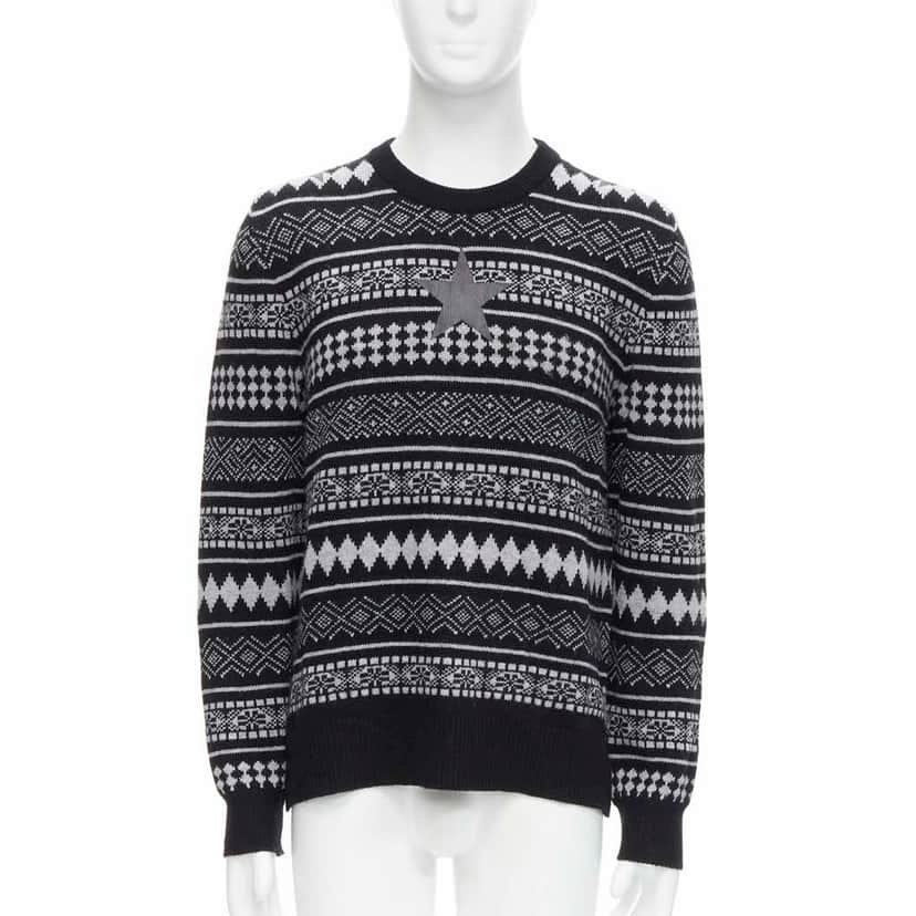 Givenchy Star Stripes Sweater Black Wool Very good condition - Front View