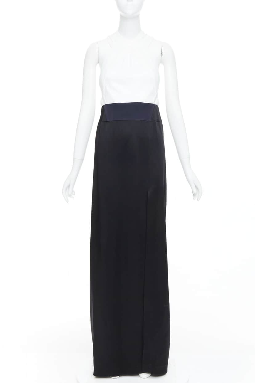 Galvan Pleated Satin Long Gown Black Never worn, with tag - Front View
