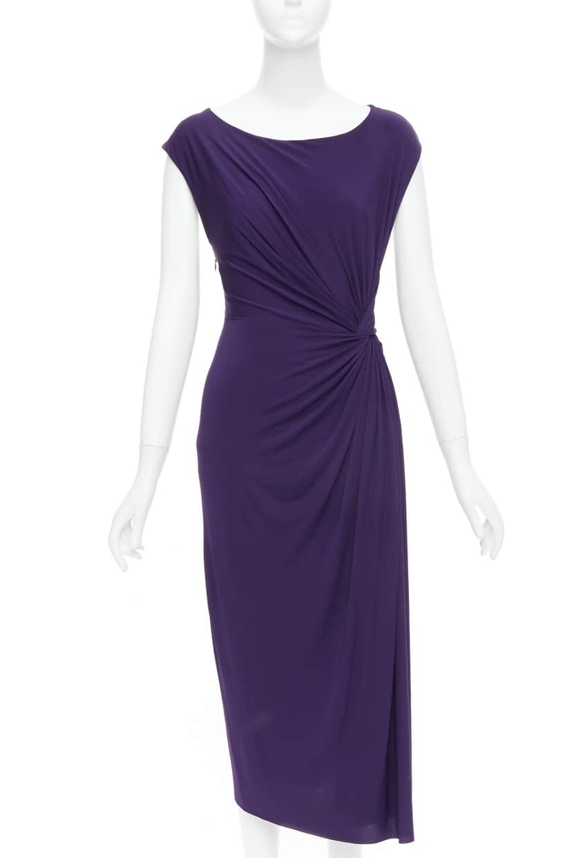 Donna Karan Side Knot Dress Purple Viscose Very good condition - Front View