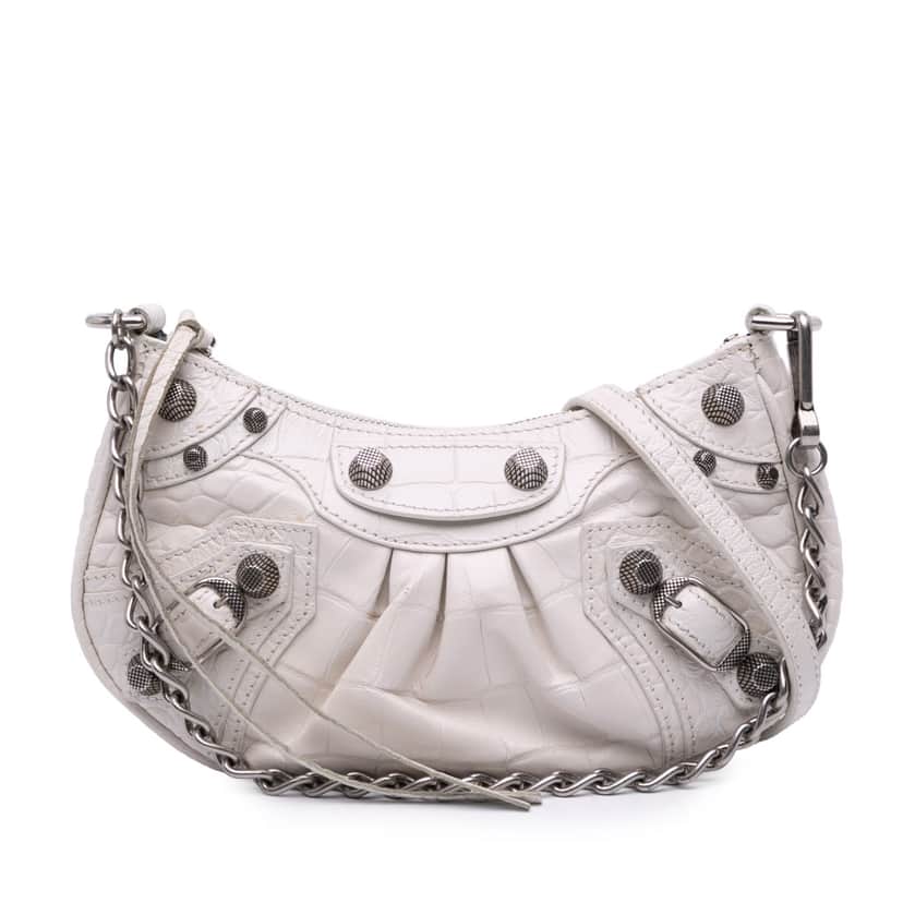 Balenciaga Mini Embossed Le Cagole White Leather Good condition - Front View