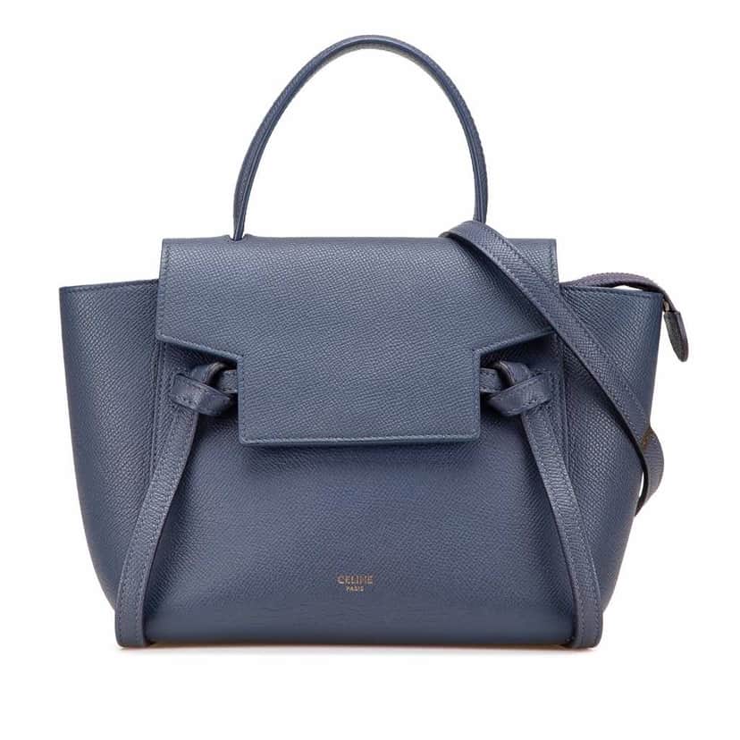 Celine Nano Grained Calfskin Belt Bag Blue Leather Good condition - Front View