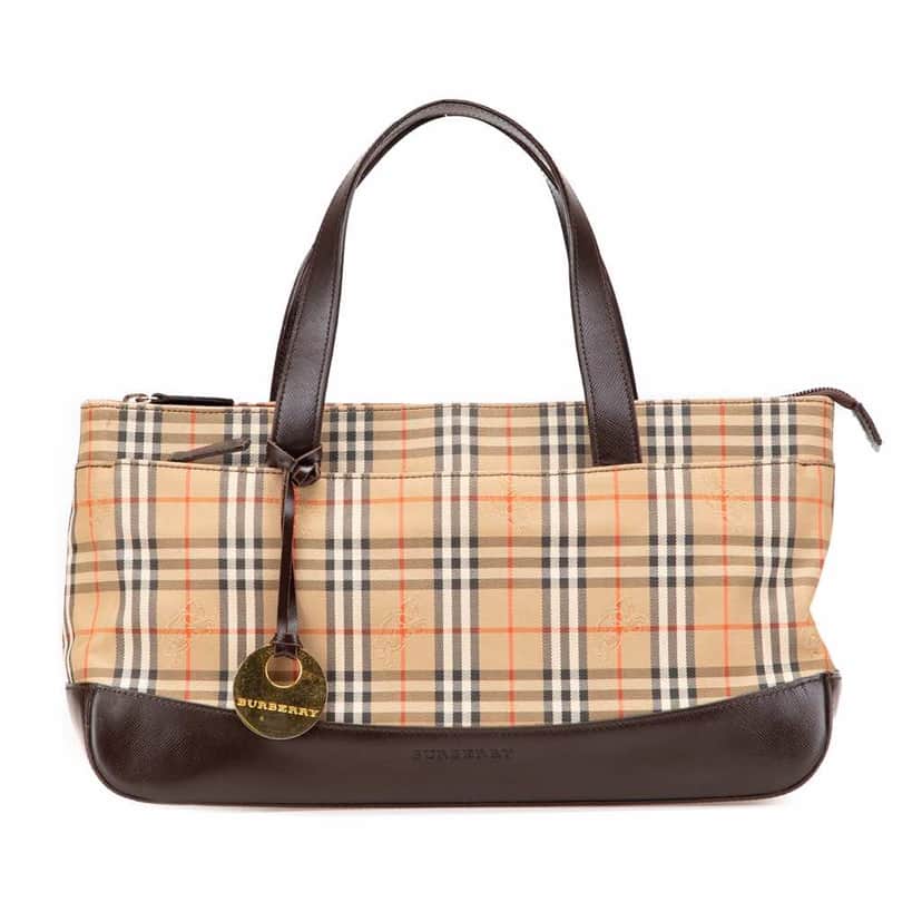 Burberry Haymarket Check Canvas Handbag Brown Good condition - Front View