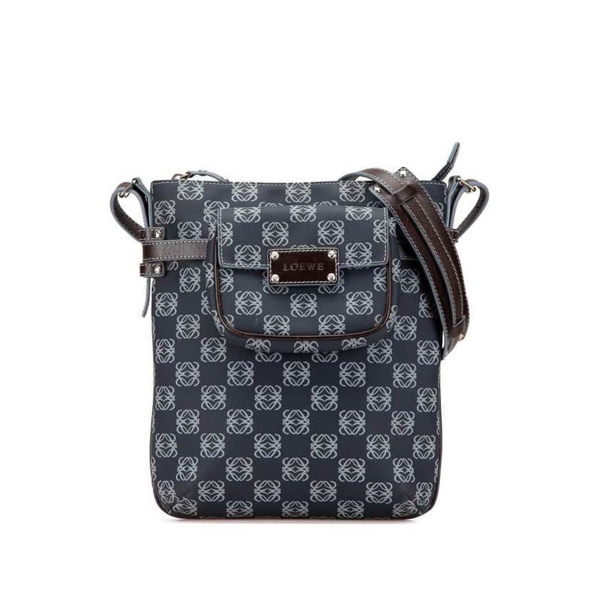 Loewe Anagram Coated Canvas Crossbody Blue Good condition - Front View