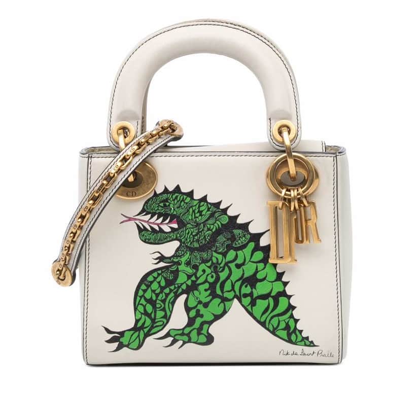 Dior Limited Edition Niki De Saint Phalle Mini Calfskin Dragon Lady Dior White Leather Good condition - Front View