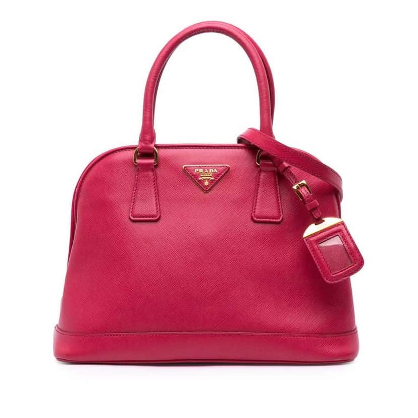 Prada Medium Saffiano Lux Open Promenade Satchel Pink Leather Good condition - Front View