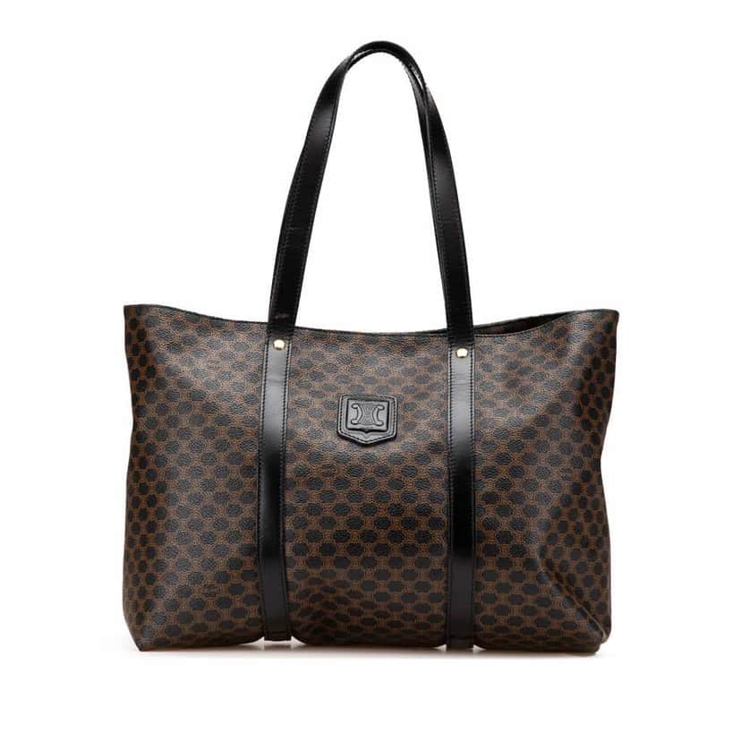 Celine Macadam Coated Canvas Tote Black Good condition - Front View