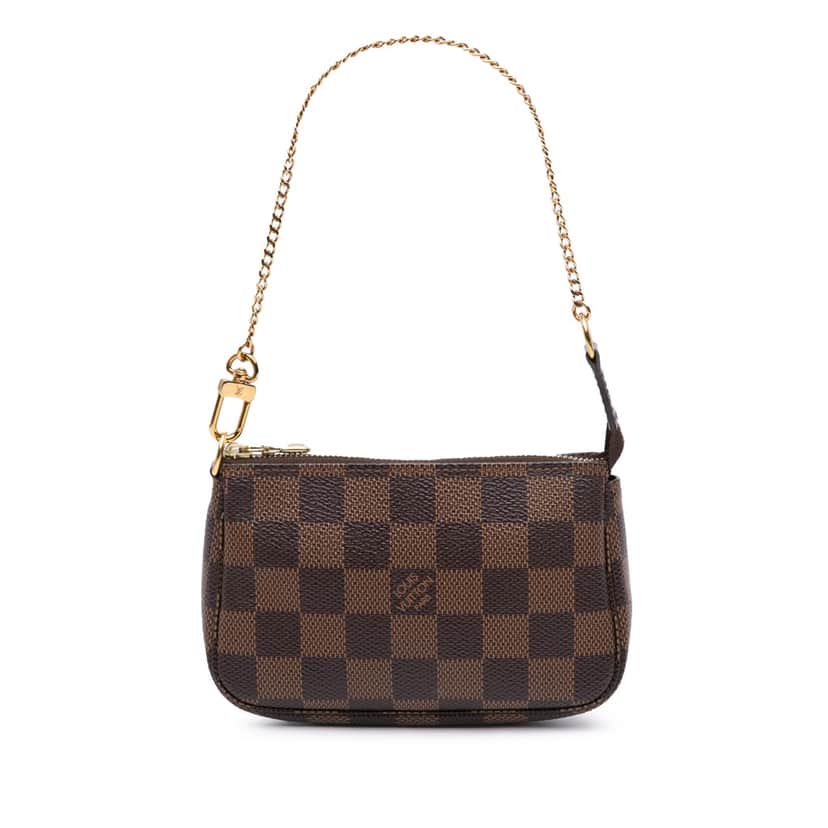 Louis Vuitton Damier Ebene Mini Pochette Accessoires Brown Canvas Good condition - Front View