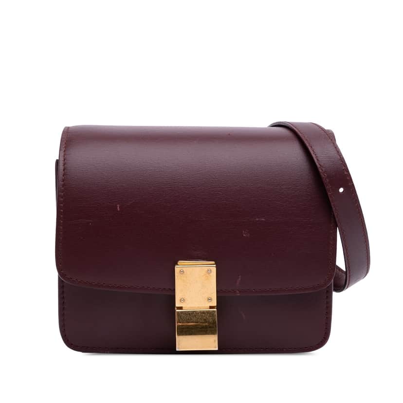 Celine Small Calfskin Classic Box Red Leather Good condition - Front View