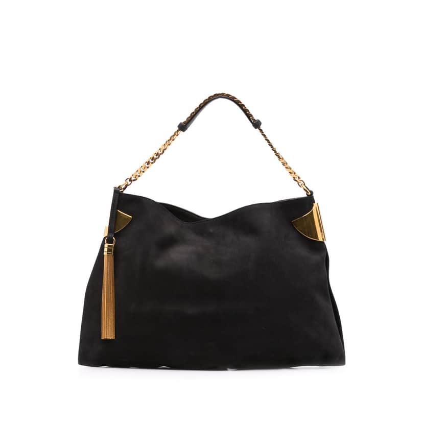 Gucci Nubuck 1970 Shoulder Bag Black Leather Good condition - Front View