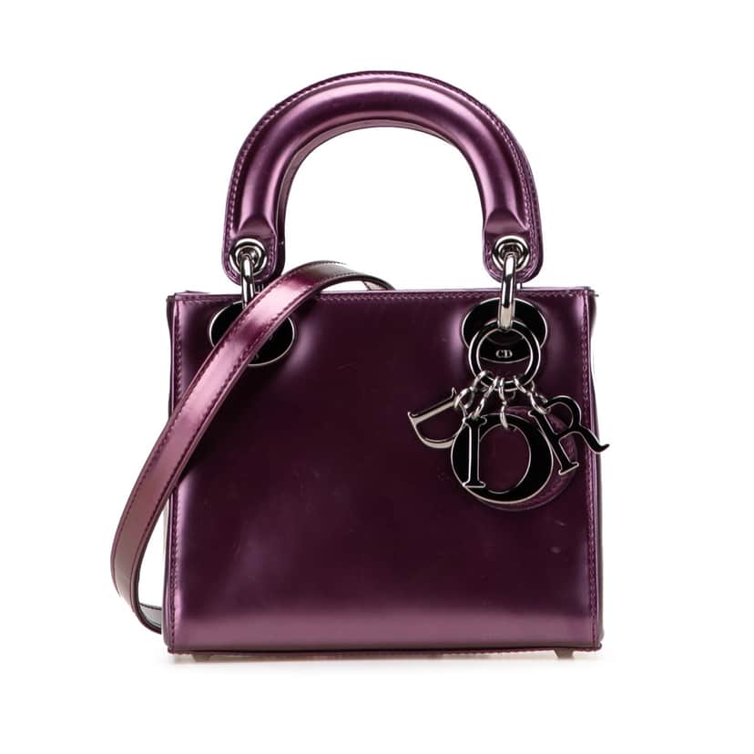 Dior Mini Patent Lady Dior Purple Leather Good condition - Front View