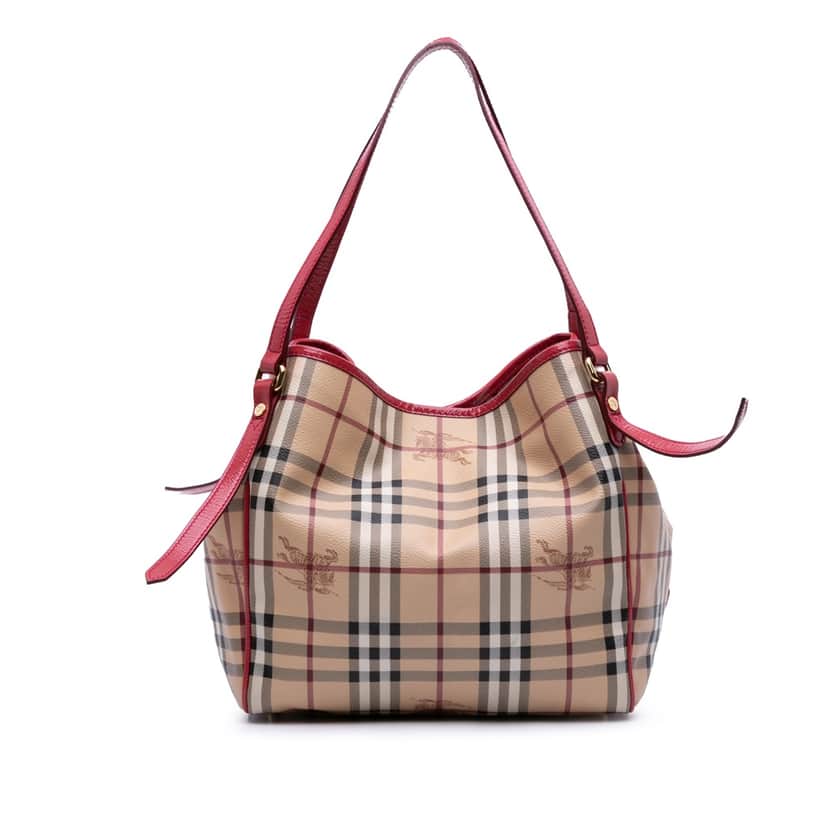 Burberry Haymarket Check Coated Canvas Canterbury Tote Brown Good condition - Front View