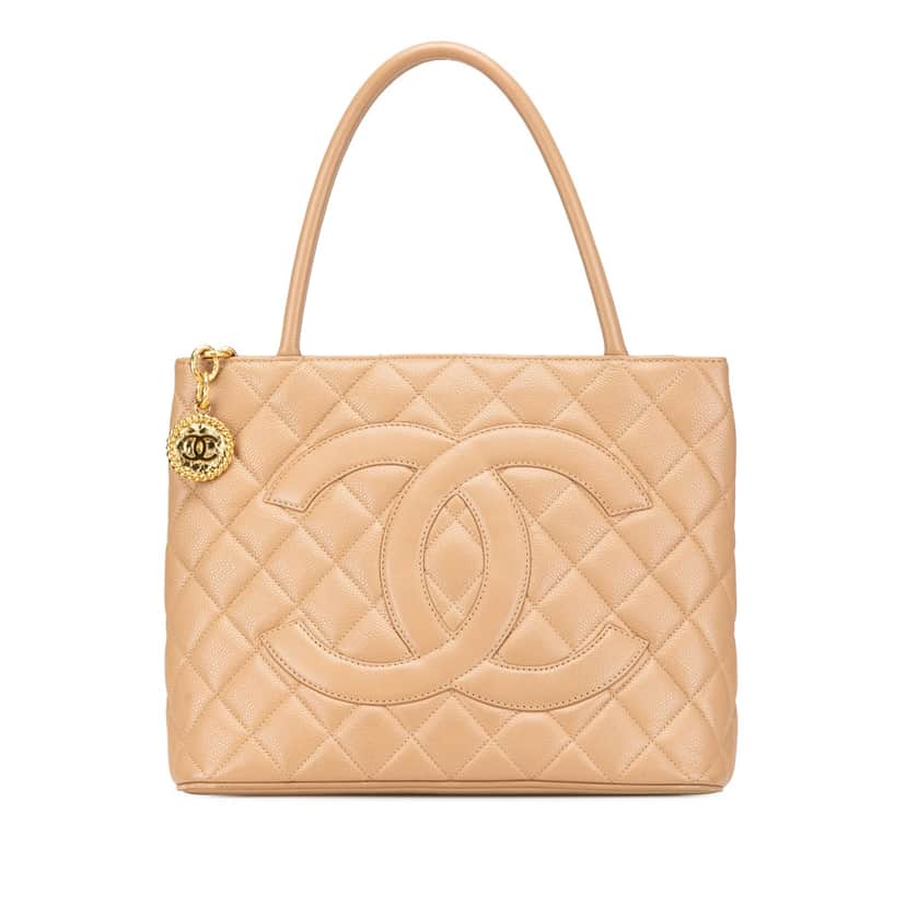 Chanel Caviar Medallion Tote Brown Leather Good condition - Front View