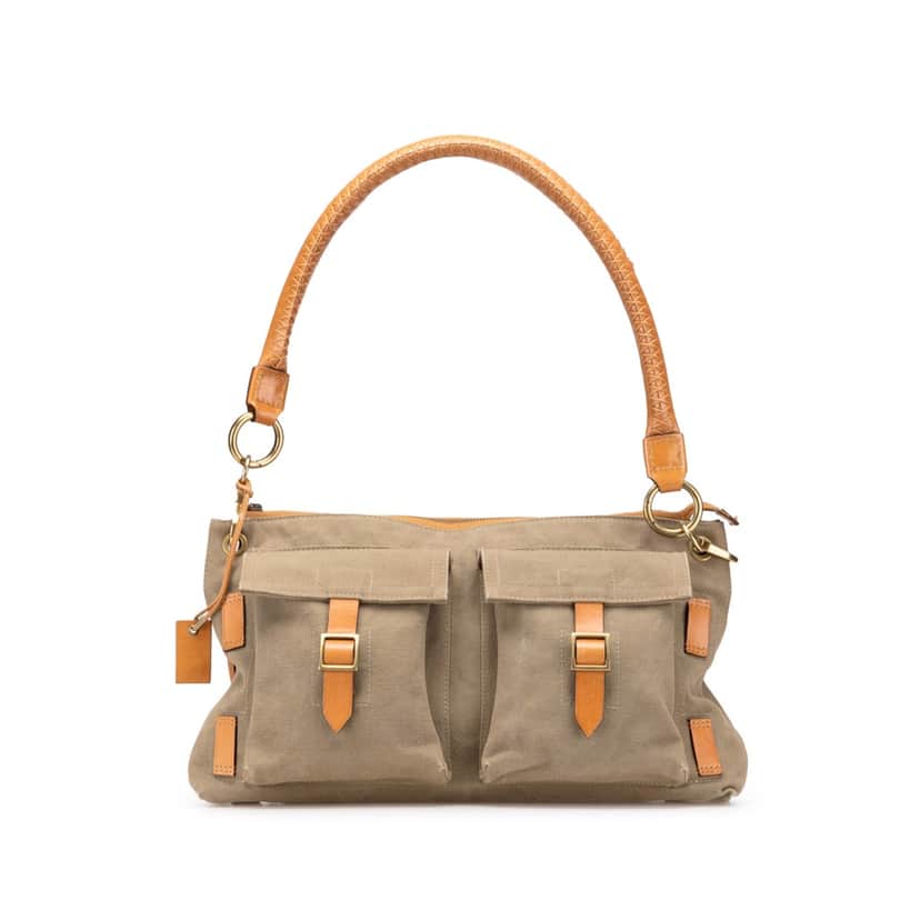 Gucci Canvas Utilitarian Shoulder Bag Brown Good condition - Front View