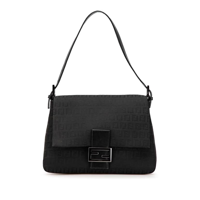 Fendi Zucchino Canvas Mamma Forever Black Good condition - Front View