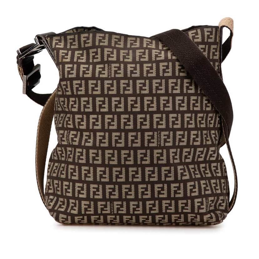 Fendi Zucchino Canvas Crossbody Brown Good condition - Front View