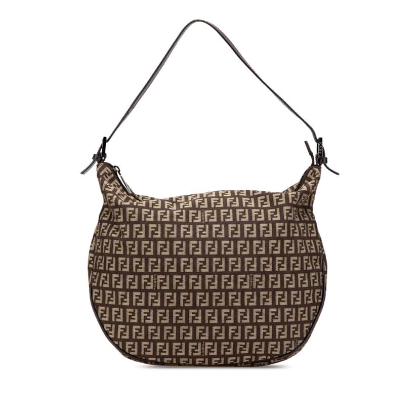 Fendi Zucchino Canvas Shoulder Bag Brown Good condition - Front View