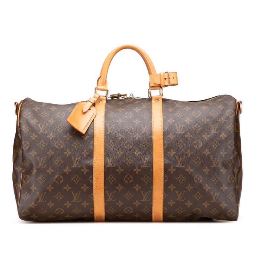 Louis Vuitton Monogram Keepall Bandouliere 50 Brown Canvas Fair condition - Front View