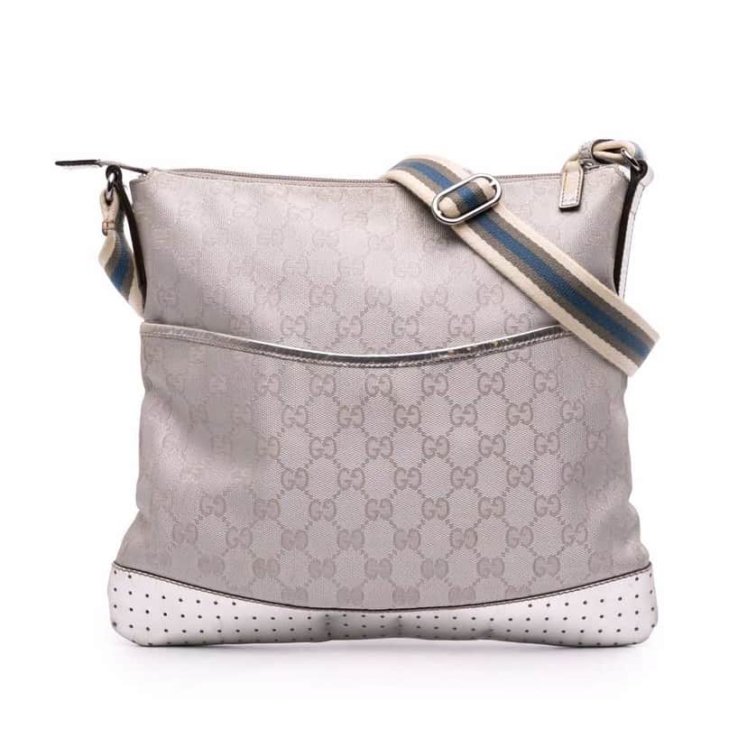 Gucci GG Canvas Web Crossbody Silver Good condition - Front View