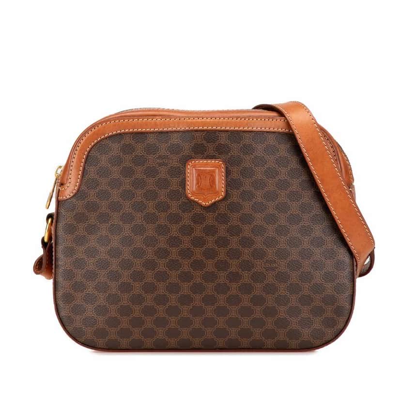 Celine Macadam Coated Canvas Crossbody Brown Fair condition - Front View