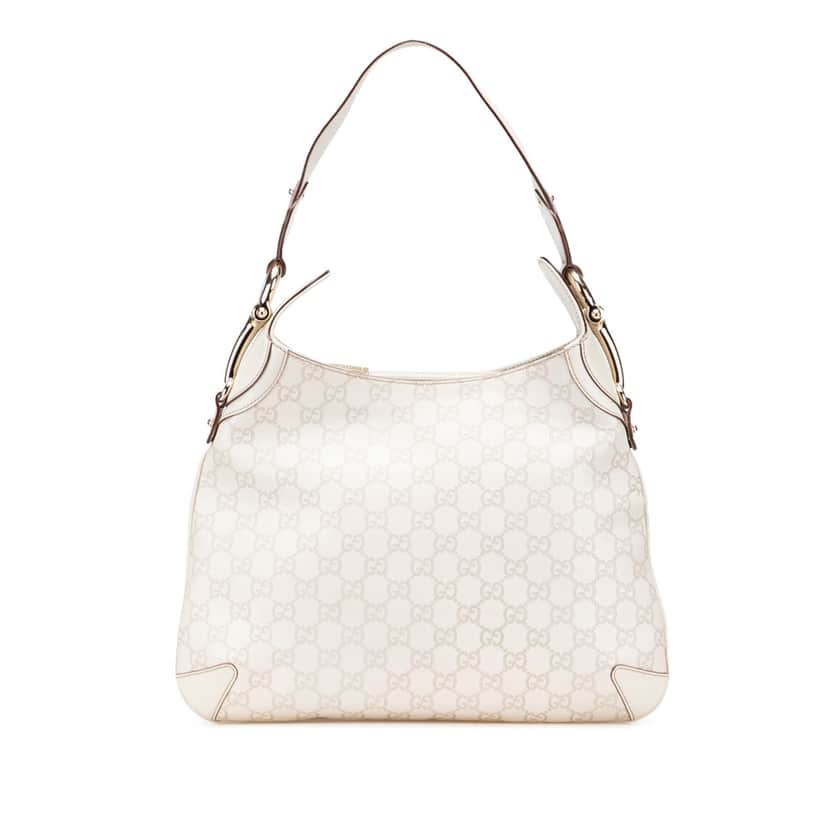 Gucci Guccissima Horsebit Creole Hobo White Leather Good condition - Front View