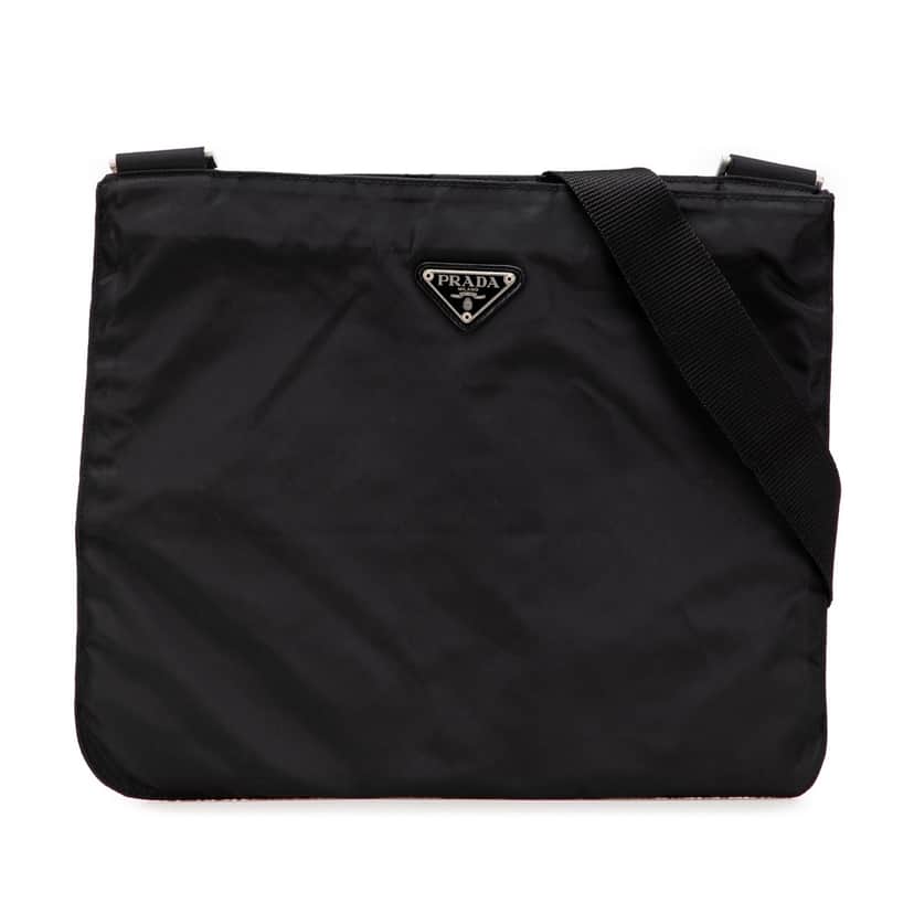 Prada Tessuto Zip Top Crossbody Black Good condition - Front View