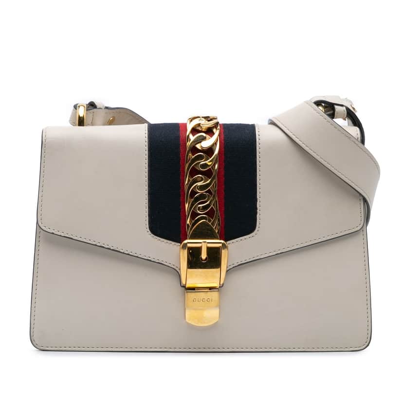 Gucci Small Leather Sylvie Satchel White Leather Good condition - Front View