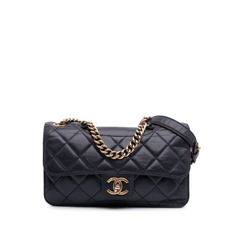 Chanel Medium Quilted Glazed Calfskin Perfect Edge Flap Blue Leather Good condition - Front View