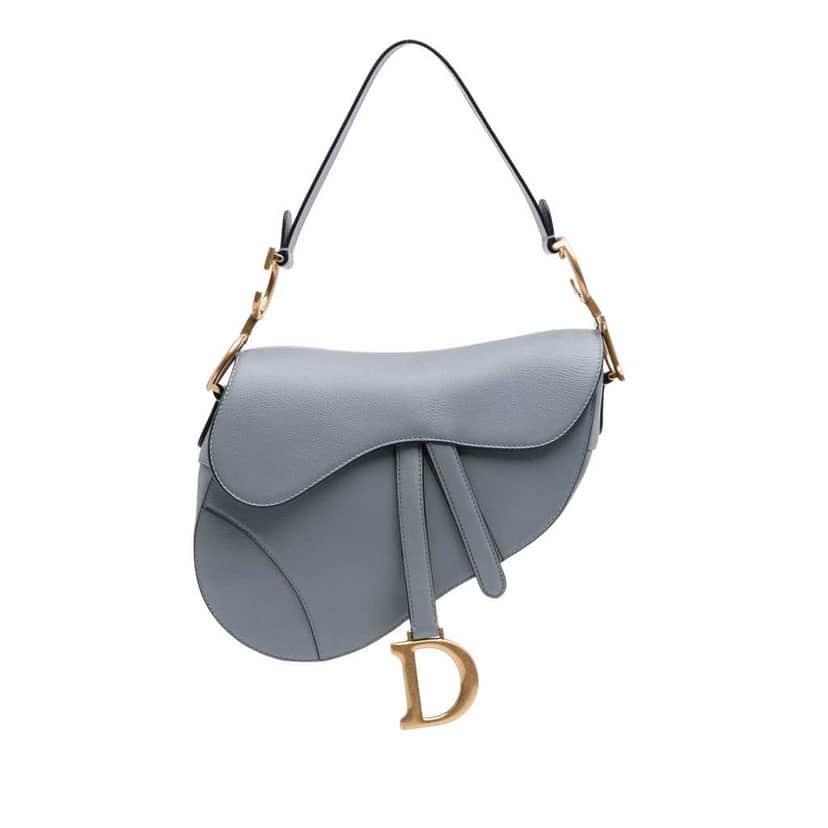 Dior Goatskin Saddle Bag Blue Leather Good condition - Front View
