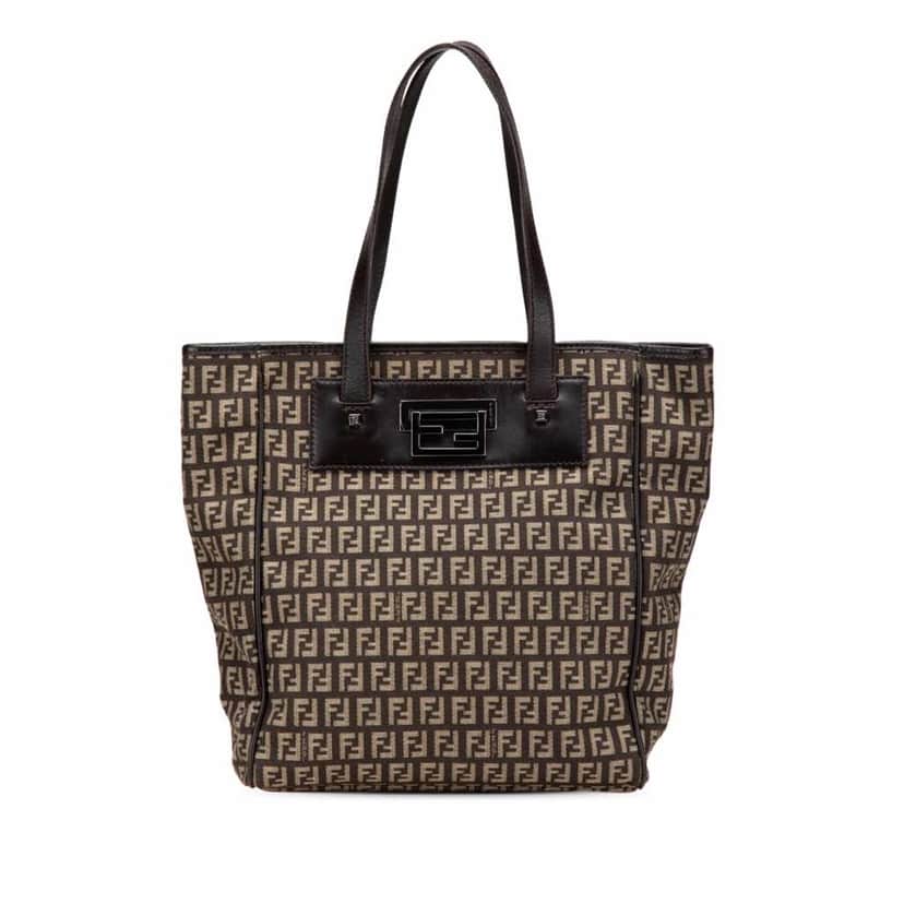 Fendi Zucchino Canvas Tote Brown Good condition - Front View