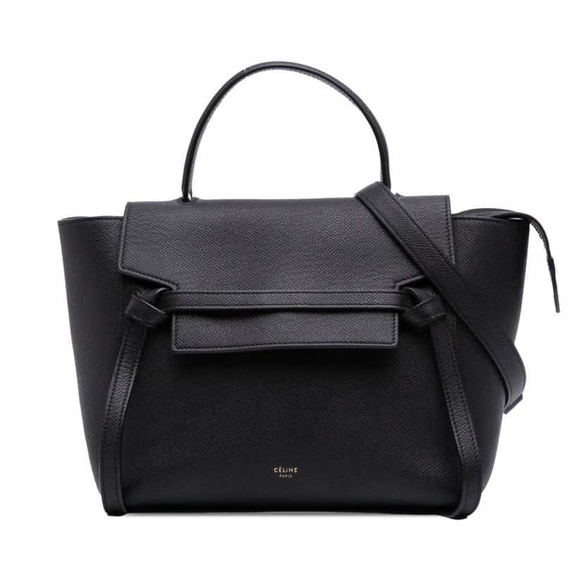 Celine Micro Grained Calfskin Belt Bag Black Leather Good condition - Front View