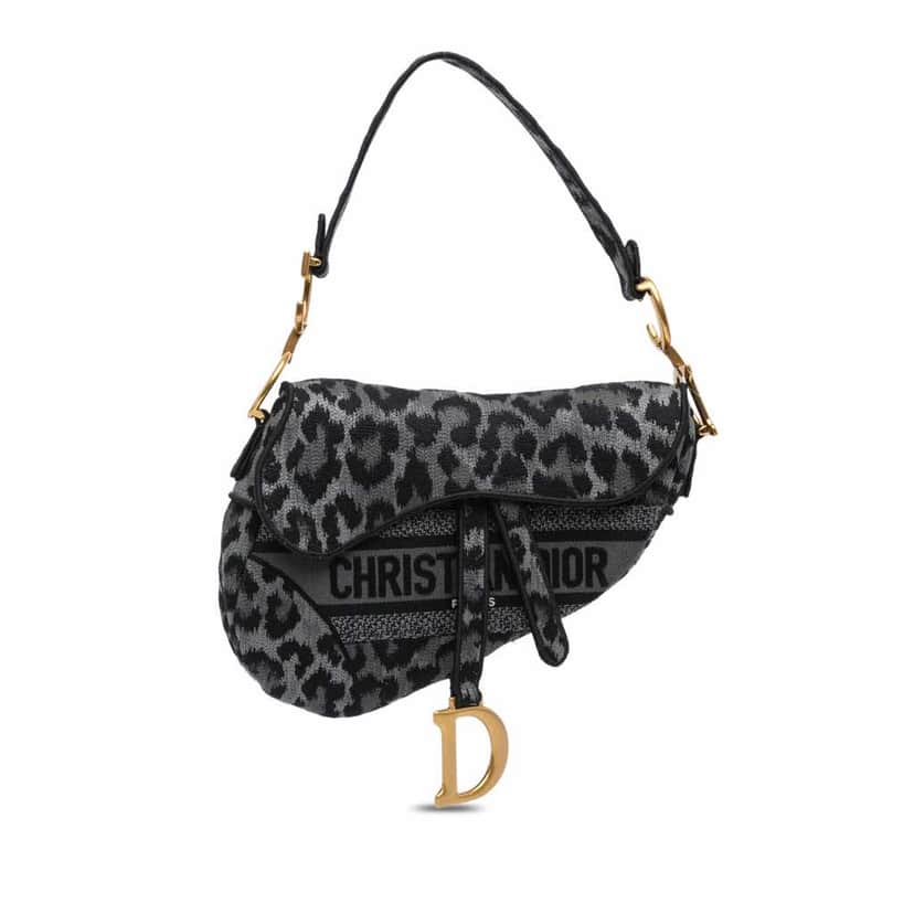 Dior Mizza Embroidered Canvas Leopard Saddle Bag Other Good condition - Front View