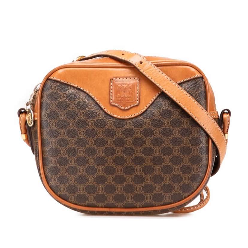 Celine Macadam Coated Canvas Crossbody Brown Good condition - Front View