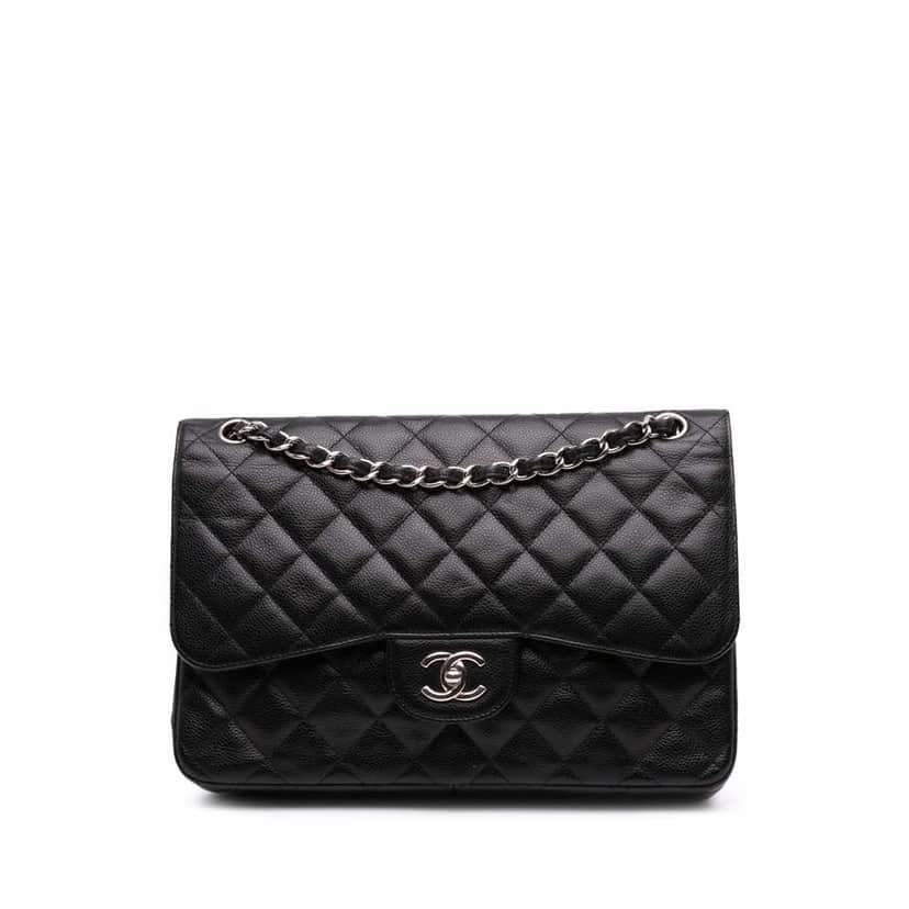 Chanel Jumbo Classic Caviar Double Flap Black Leather Good condition - Front View
