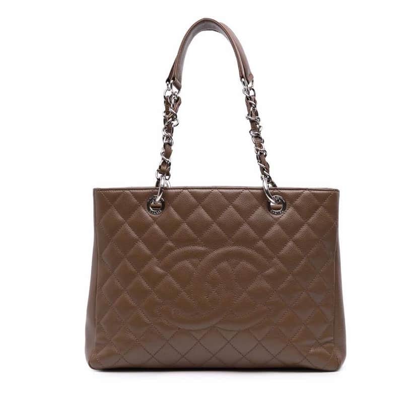 Chanel Caviar Grand Shopping Tote Brown Leather Good condition - Front View