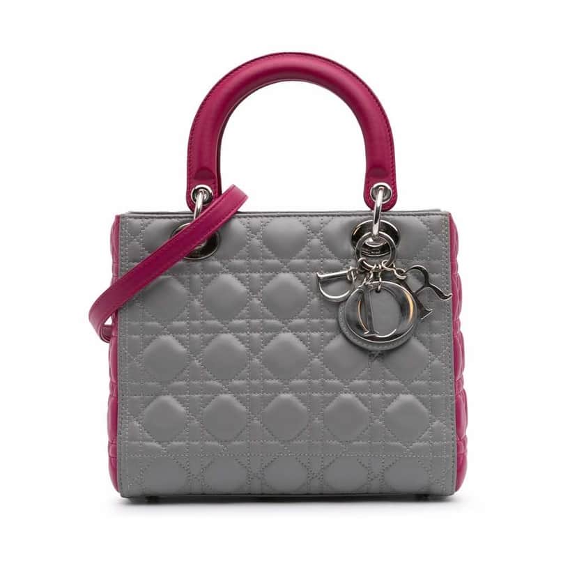 Dior Medium Bicolor Lambskin Cannage Lady Dior Other Leather Good condition - Front View