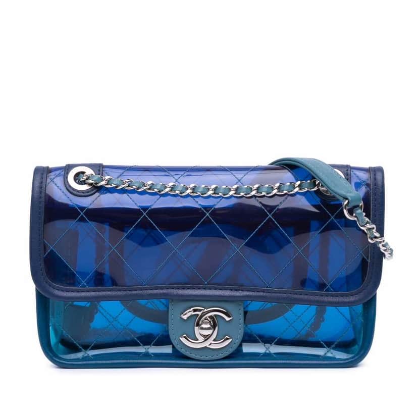 Chanel Small PVC and Lambskin Coco Splash Flap Blue Good condition - Front View