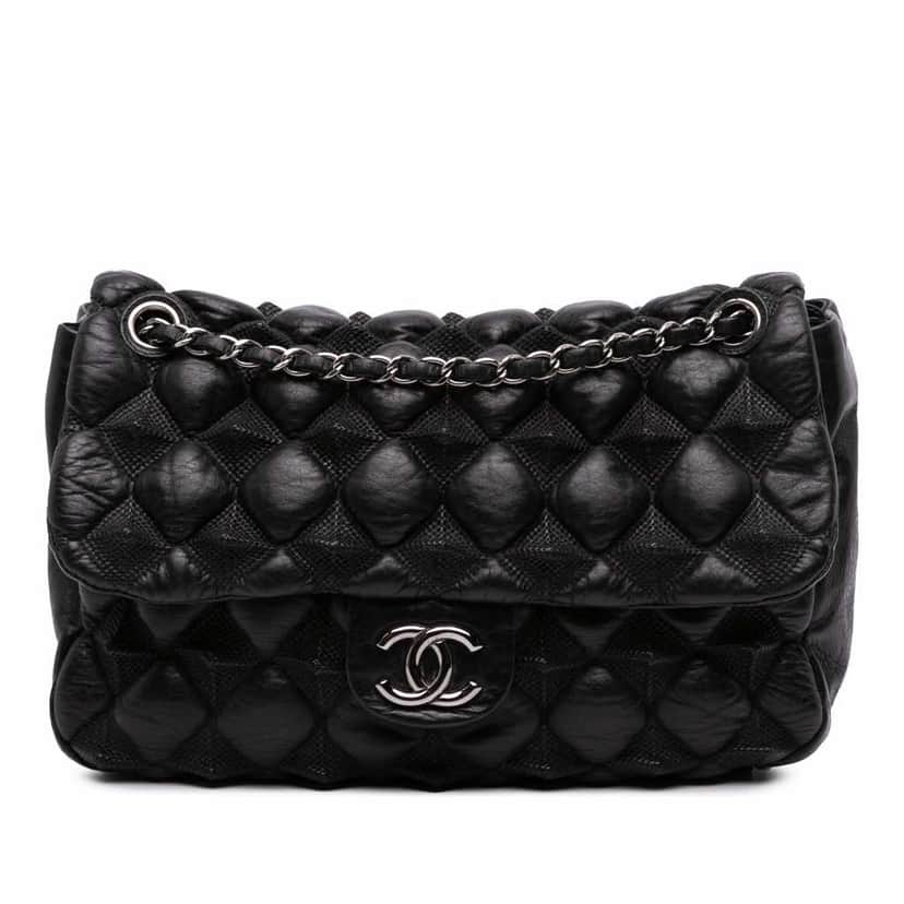 Chanel Quilted Lambskin Stravinsky Flap Black Leather Good condition - Front View