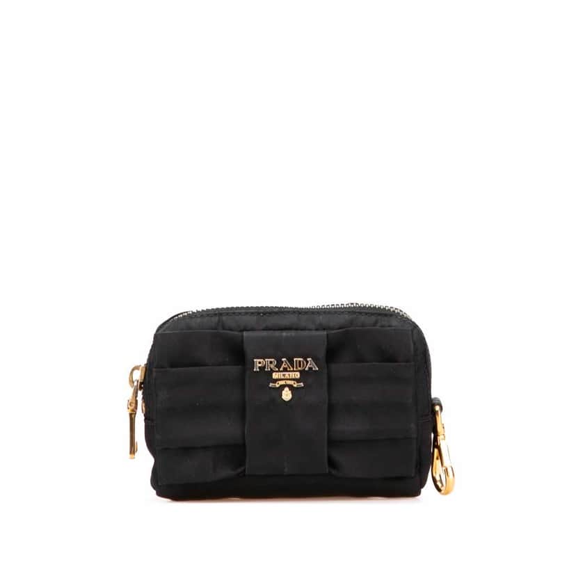 Prada Tessuto Fiocco Bow Pouch Black Good condition - Front View