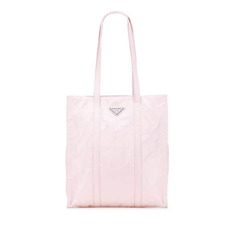 Prada Small Nappa Antique Tote Pink Leather Good condition - Front View