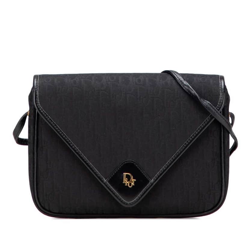 Dior Oblique Canvas Flap Crossbody Black Good condition - Front View