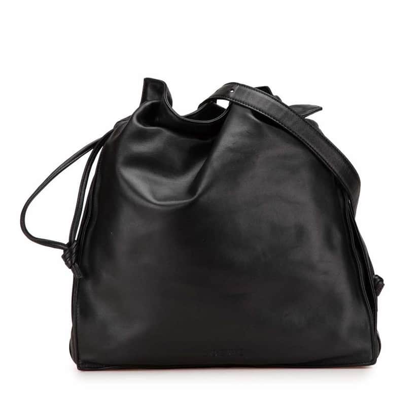 Loewe Nappa Flamenco Drawstring Crossbody Black Leather Good condition - Front View