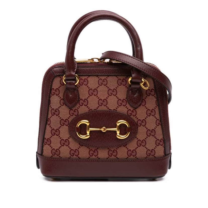 Gucci Mini GG Supreme Horsebit 1955 Top Handle Bag Brown Good condition - Front View