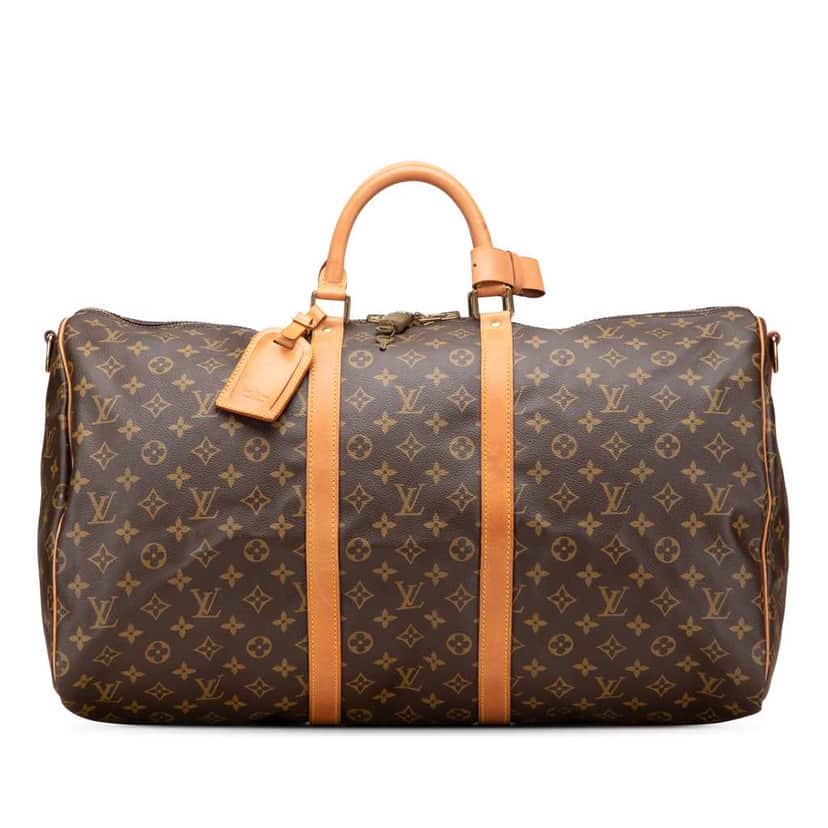 Louis Vuitton Monogram Keepall Bandouliere 55 Brown Canvas Good condition - Front View